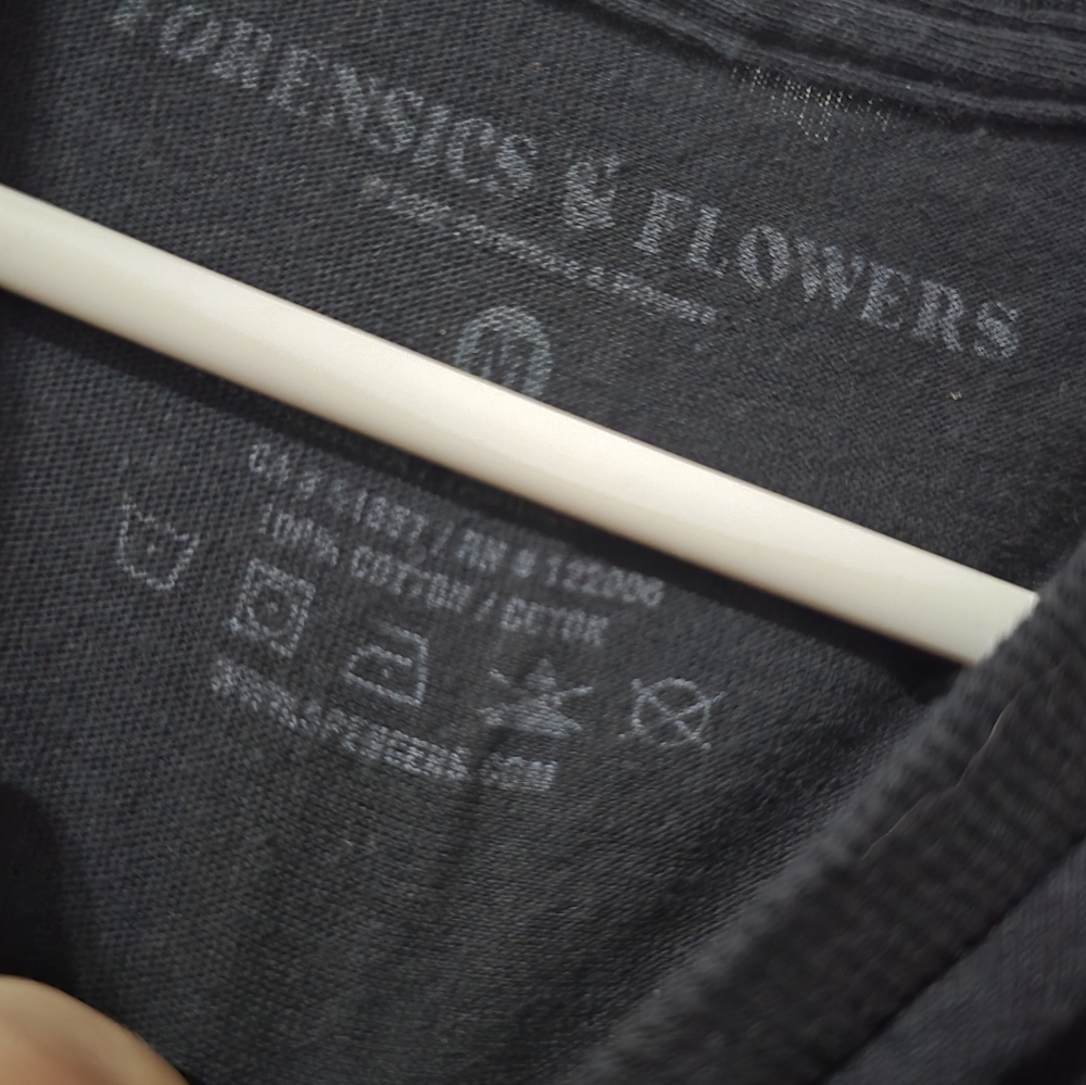 Forensics & Flowers True Crime Club Relaxed Fit Black Graphic Tee, Unisex, EUC! - Picture 7 of 7